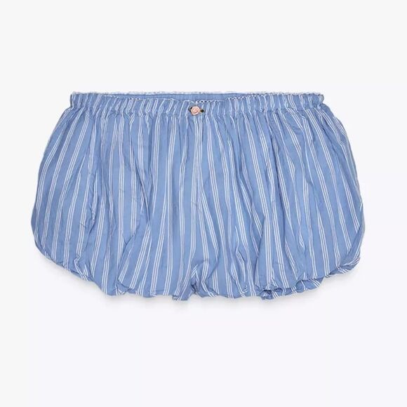 ZARA STRIPED MINI VOLUME SHORTS - Picture 3 of 5